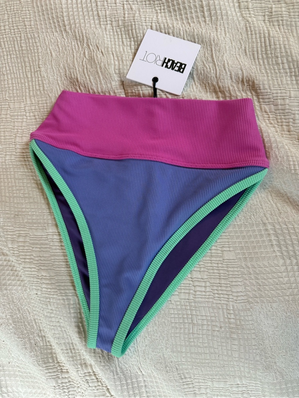 NWT Beach Riot Emmy / Highway Ribbed Colorblock Bikini Bottom (XS)